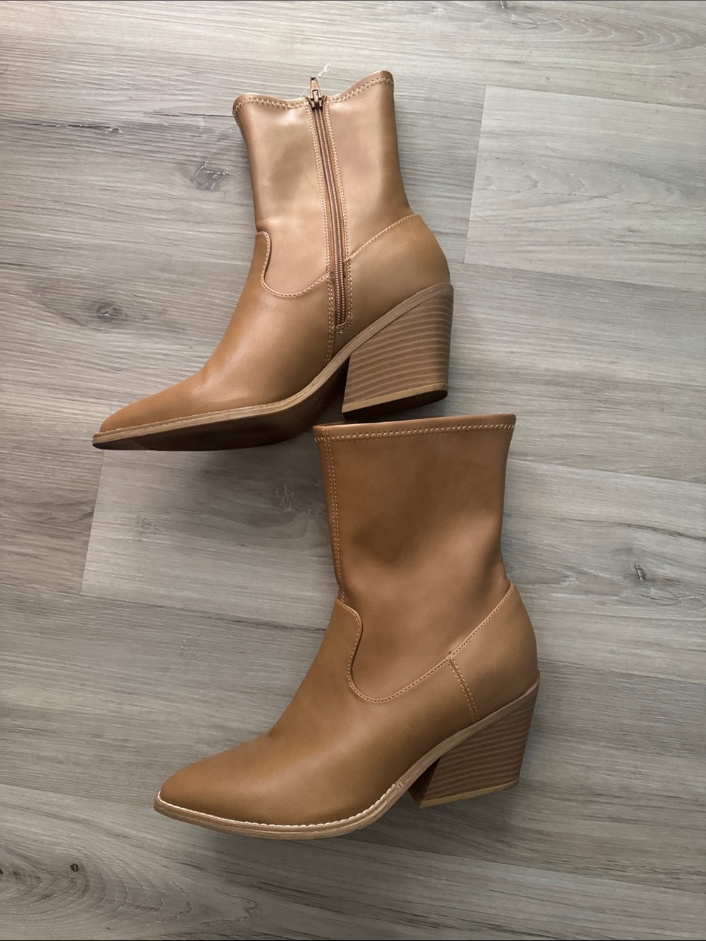 Universal Thread Tan Mid-Calf Western-Inspired Block Heel Boots